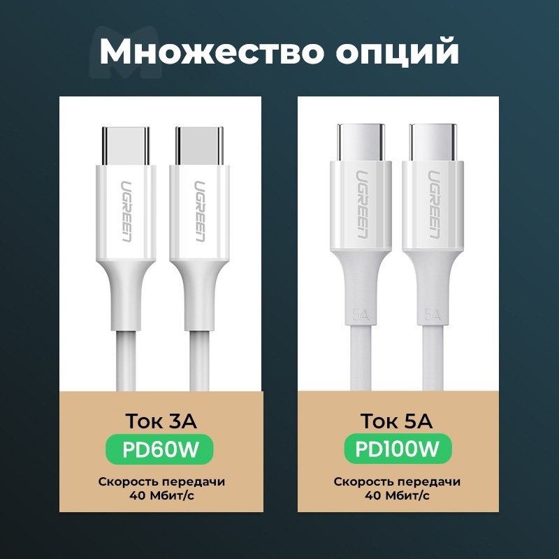 Кабель Ugreen USB Type-C - USB Type-C 1 м US264 (60518) купить,NaN