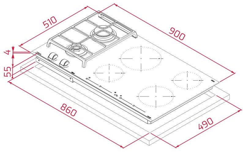 Варочная поверхность TEKA HYBRID JZC 96324 ABN черный купить,NaN