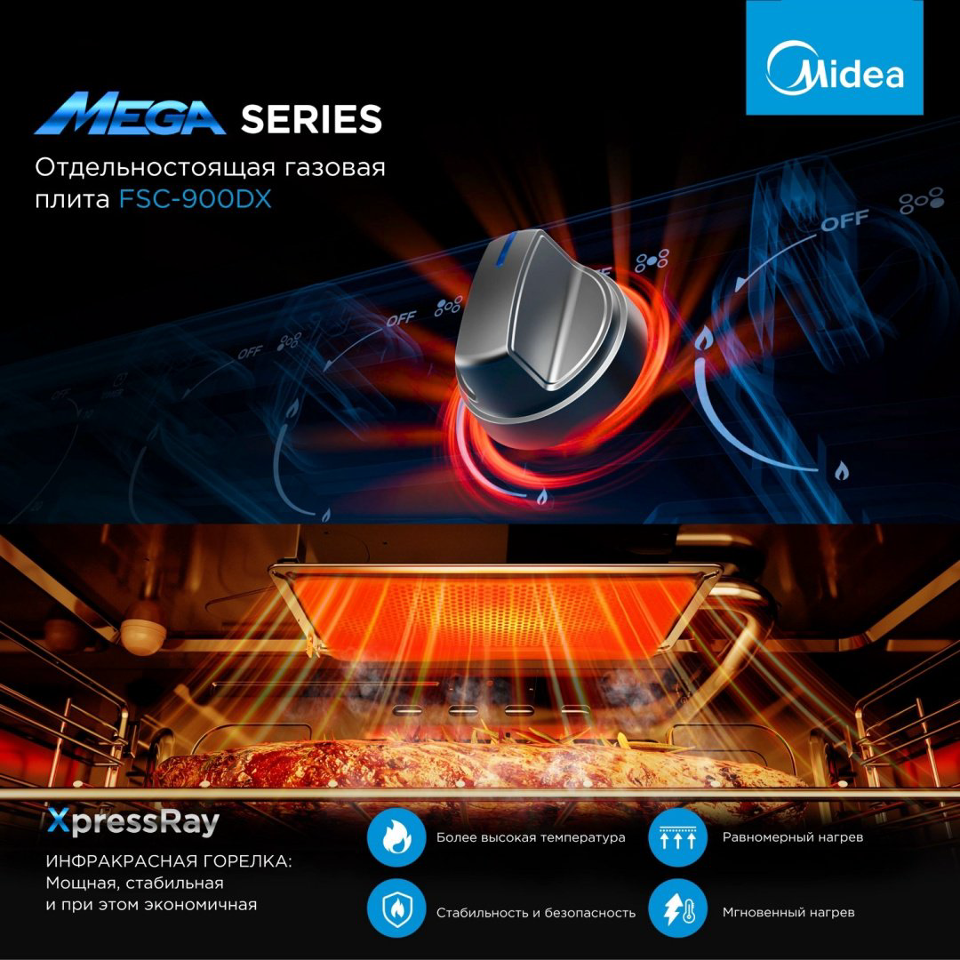 Кухонная плита Midea FSC-900DX стальной купить,NaN