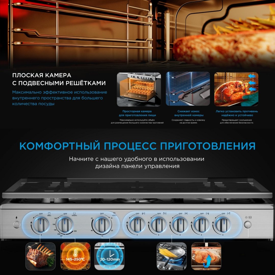 Кухонная плита Midea FSC-900DX стальной купить,NaN