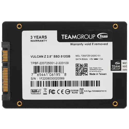 SSD накопитель Team Group T-force Vulcan Z T253TZ512G0C101 512 Gb купить,0