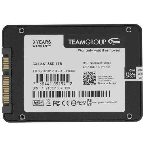 SSD накопитель Team Group CX2 T253X6001T0C101 1Tb - ForteMarket SSD накопитель Team Group CX2 T253X6001T0C101 1Tb купить,0