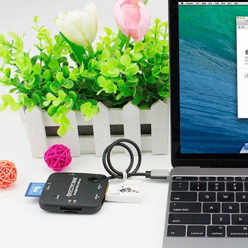 Картридер ViTi USB TypeC Card Reader+HUB V-T OT-9110 черный купить,8527