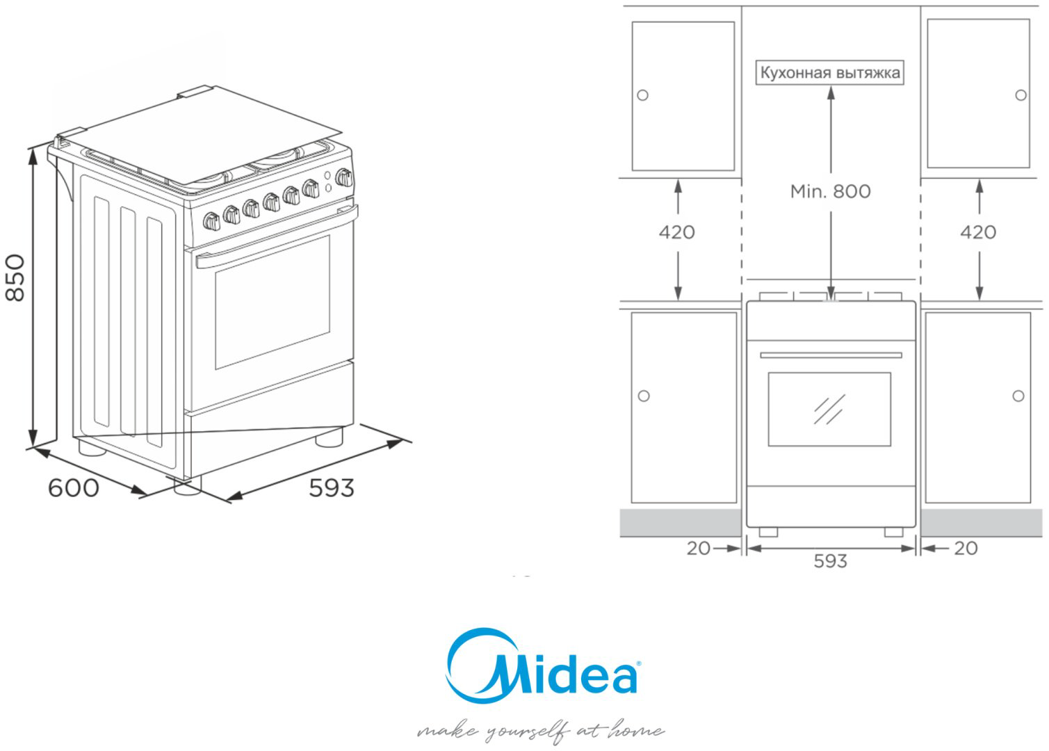 Кухонная плита Midea FSC-600BX стальной купить,186267
