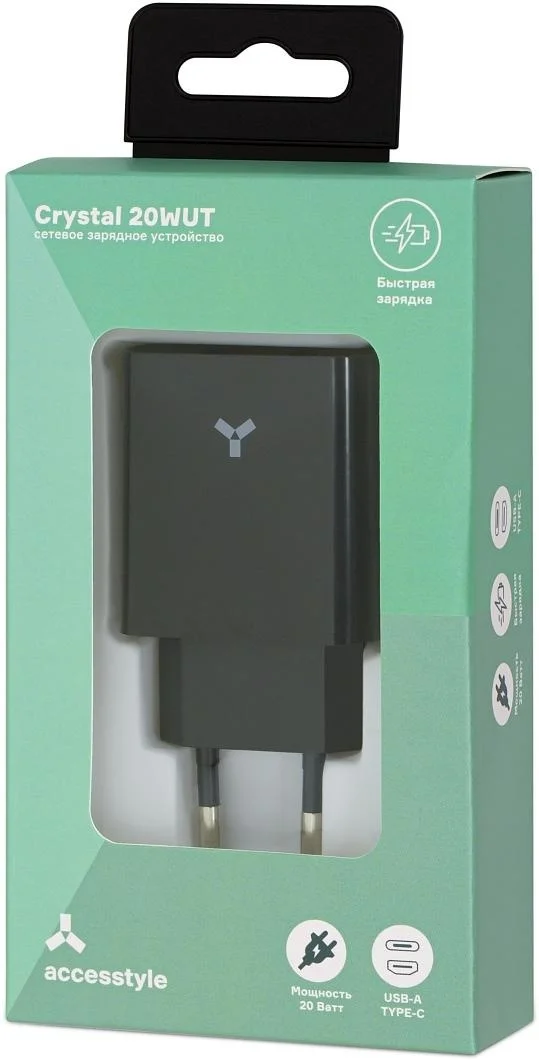 Зарядное устройство Accesstyle Crystal 20WUT Black - ForteMarket Зарядное устройство Accesstyle Crystal 20WUT Black купить,0