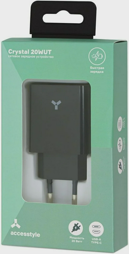Зарядное устройство Accesstyle Crystal 20WUT Black