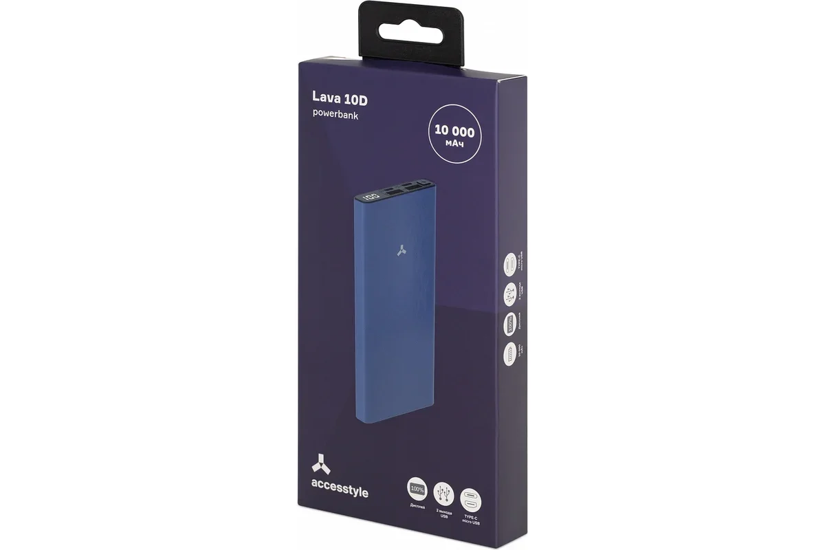 Внешний аккумулятор Accesstyle Lava 10D with display 10000 Grey купить,0
