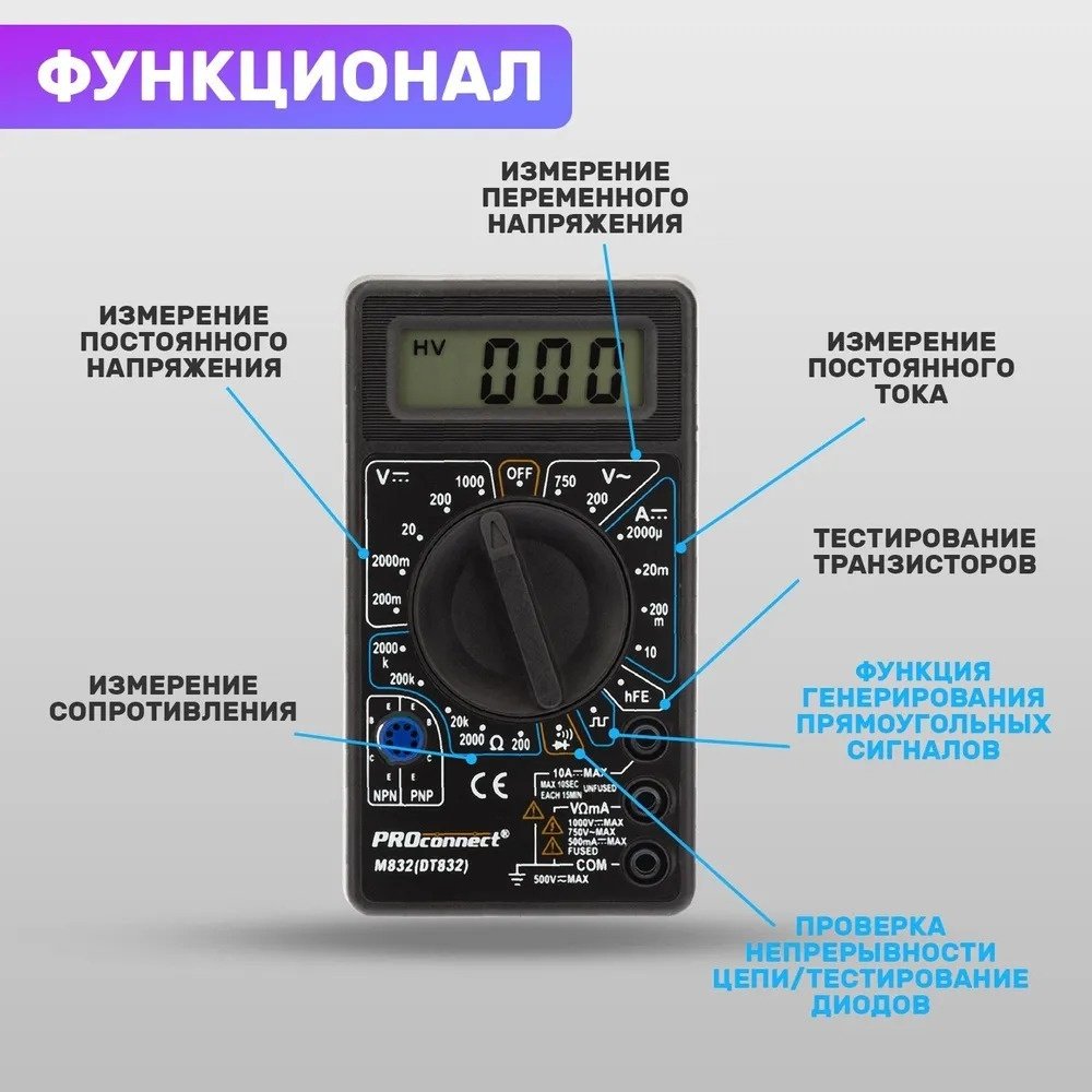 PROconnect мультиметр M832 13-3012, цифровой купить,NaN