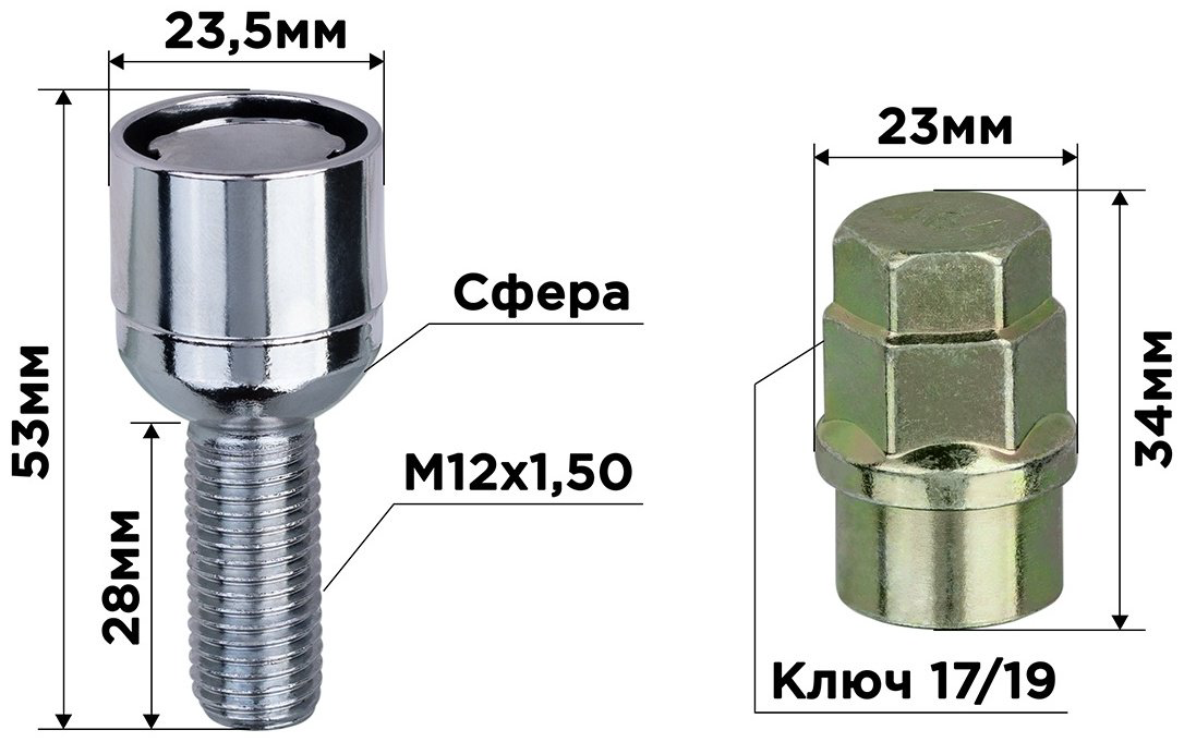 Skyway S10701004 болт-секретка M12x1.5 4 шт купить,NaN