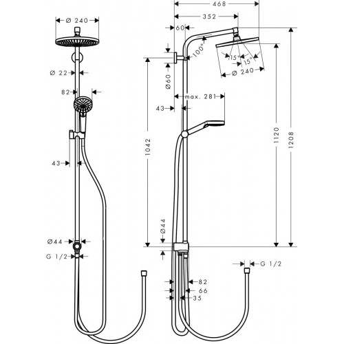 Душевой гарнитур Hansgrohe HG 27270000 хром купить,0