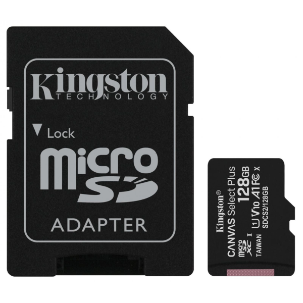 Карта памяти Kingston Canvas Select Plus Class 10 SDCS2/128GB 128Gb + адаптер