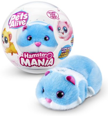Интерактивная игрушка Pets Alive Хомяк 9543-4, голубой, шерсть