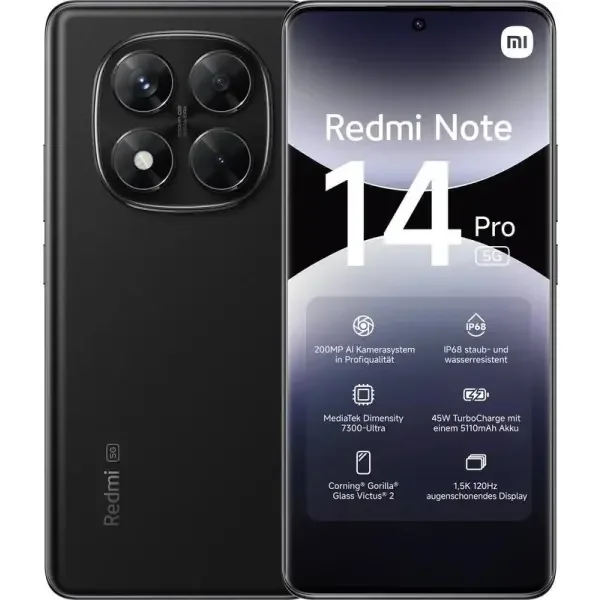Смартфон Xiaomi Redmi Note 14 Pro 5G 8/256Gb Midnight Black купить,0
