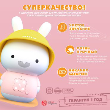 Интерактивная игрушка Alilo Зайка-Кроха G9, розовый пластик купить,NaN