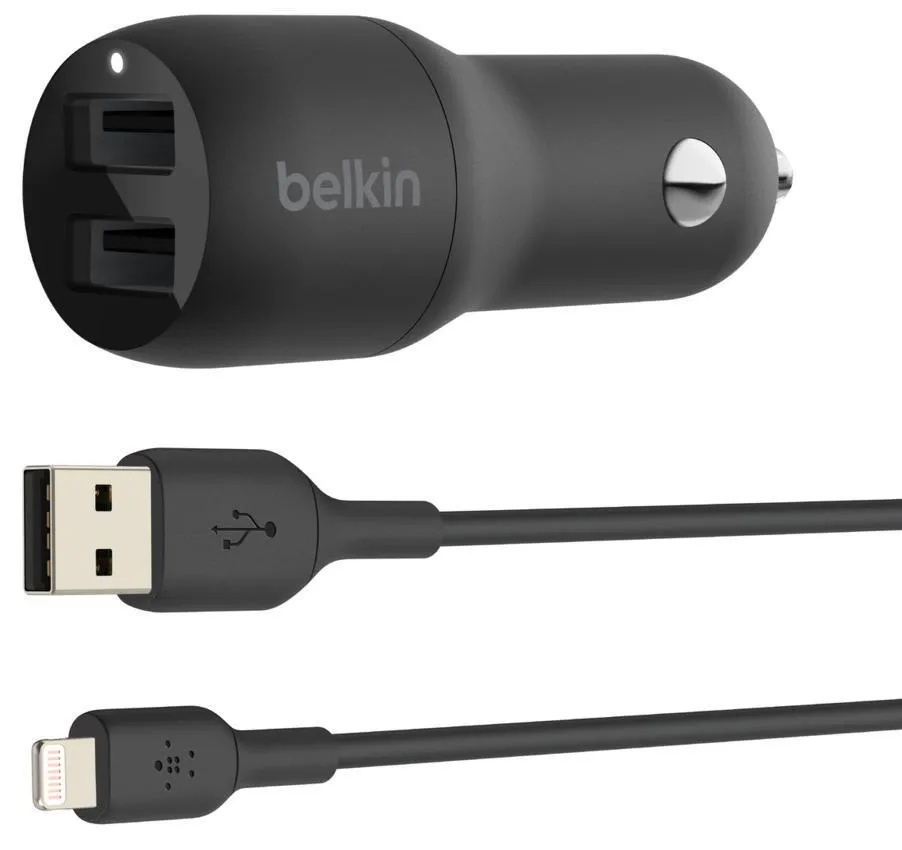 Автомобильное зарядное устройство Belkin Boost Charge Dual CCD001BT1MBK 24w черное
