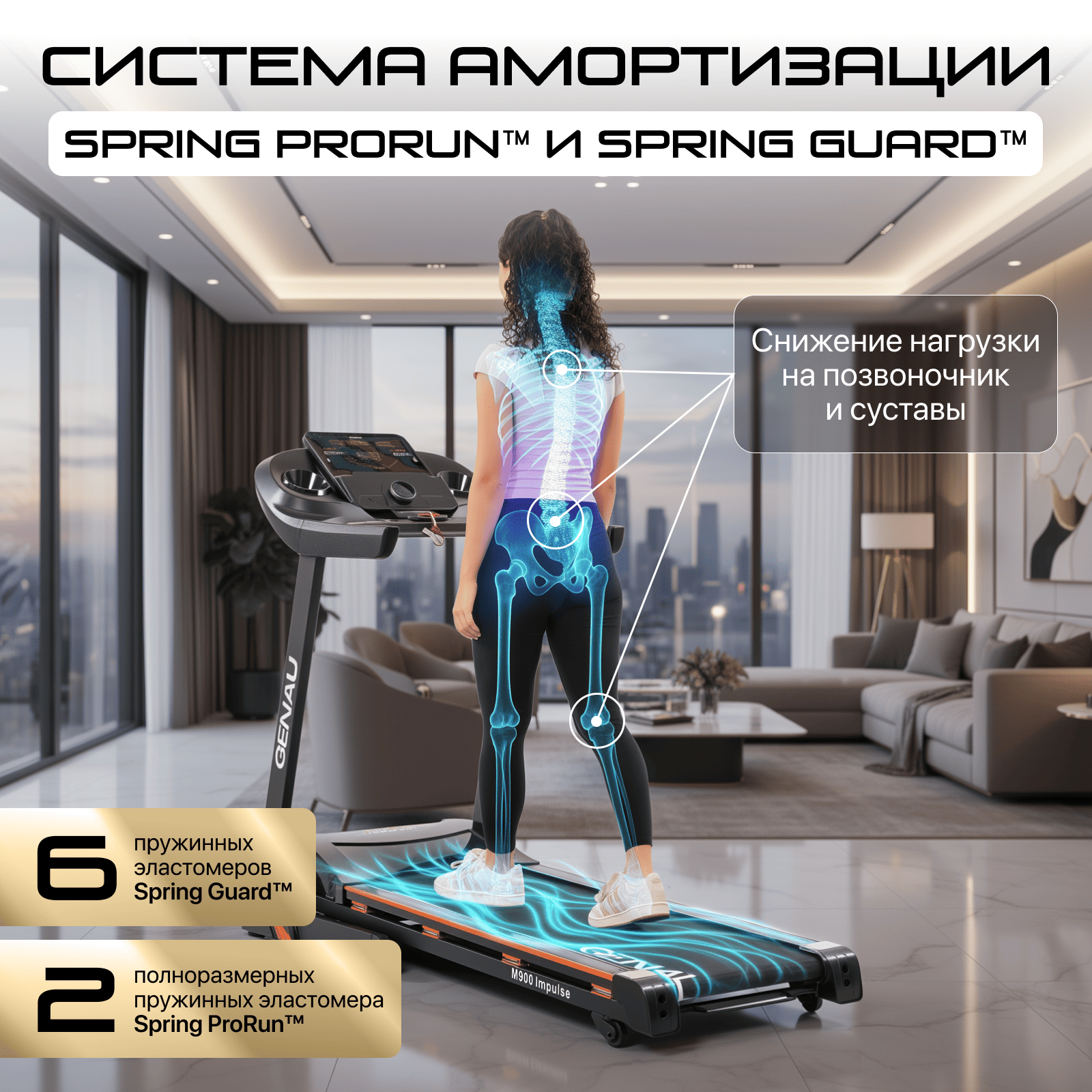 Беговая дорожка Genau Impulse M900 черная купить,349790