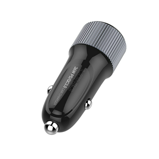 Автомобильное зарядное устройство LDNIO C510Q 2*USB A,C Lightning Black