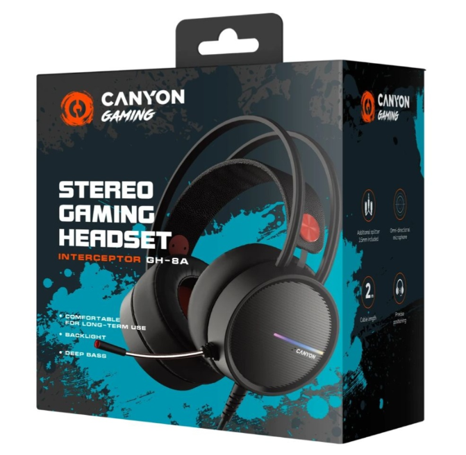 Наушники Canyon Interceptor GH-8A CND-SGHS8A Black купить,12990