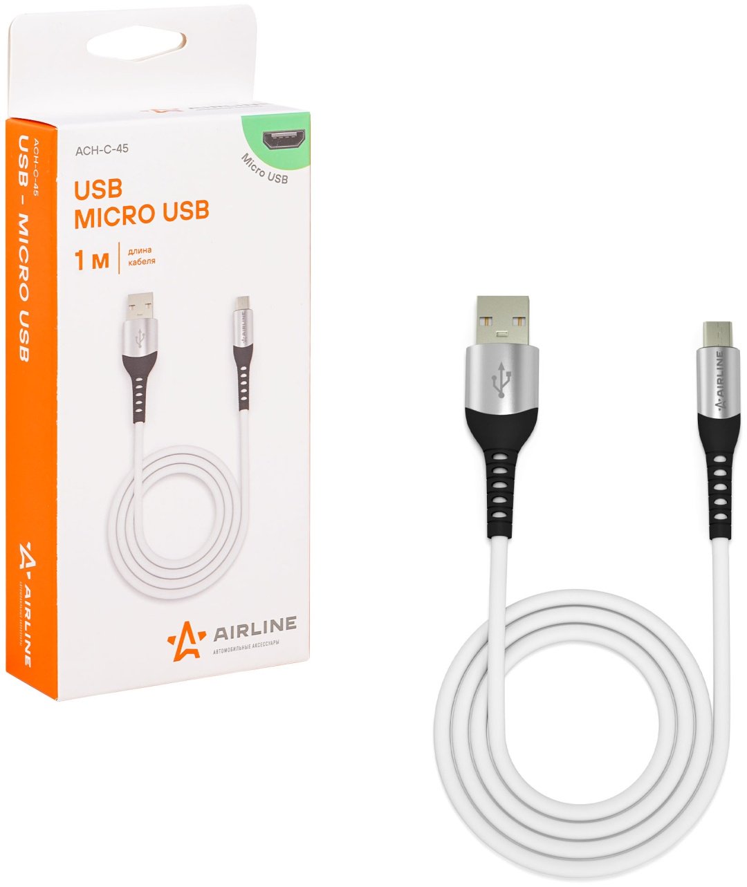 Кабель AIRLINE micro-USB 2.0 (F), 1 м, ACH-C-45 черный купить,NaN