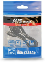 Кабель AVS Apple Lightning (M), USB 2.0 (M), 1 м, IP-561S черный