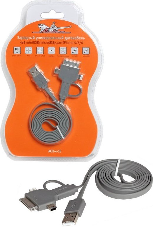Кабель AIRLINE Mini USB 2.0 (M), , ACH-4-13 черный купить,NaN