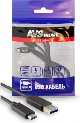 Кабель AVS USB 3.0 (M), USB TypeC (M), 1 м, TC-311 черный купить,NaN