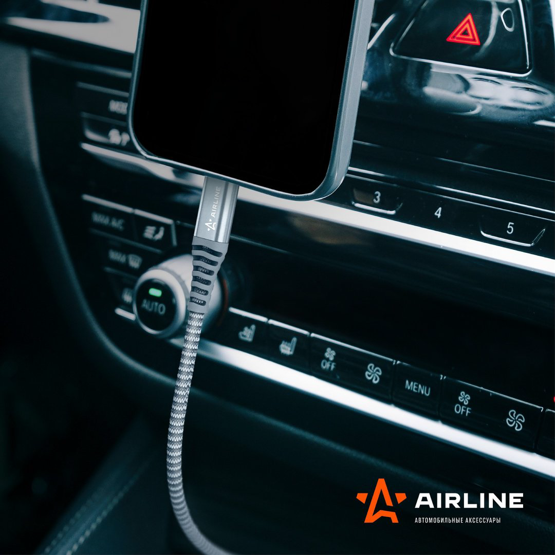Кабель AIRLINE USB TypeC (F), 1 м, ACH-IPD-26 черный купить,NaN