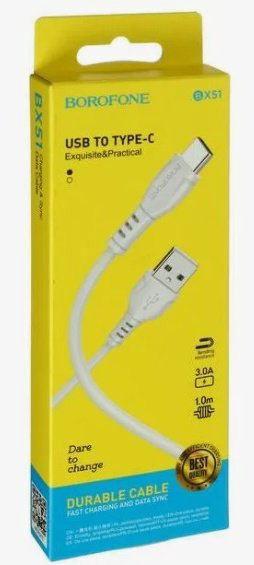 Кабель Borofone USB 2.0 (F), USB TypeC (F), 1 м, BX51W белый купить,NaN