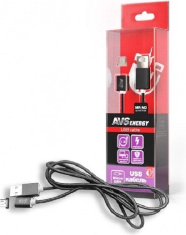 Кабель AVS USB 2.0 (M), micro-USB 2.0 (M), 1 м, MR-M3 черный купить,NaN