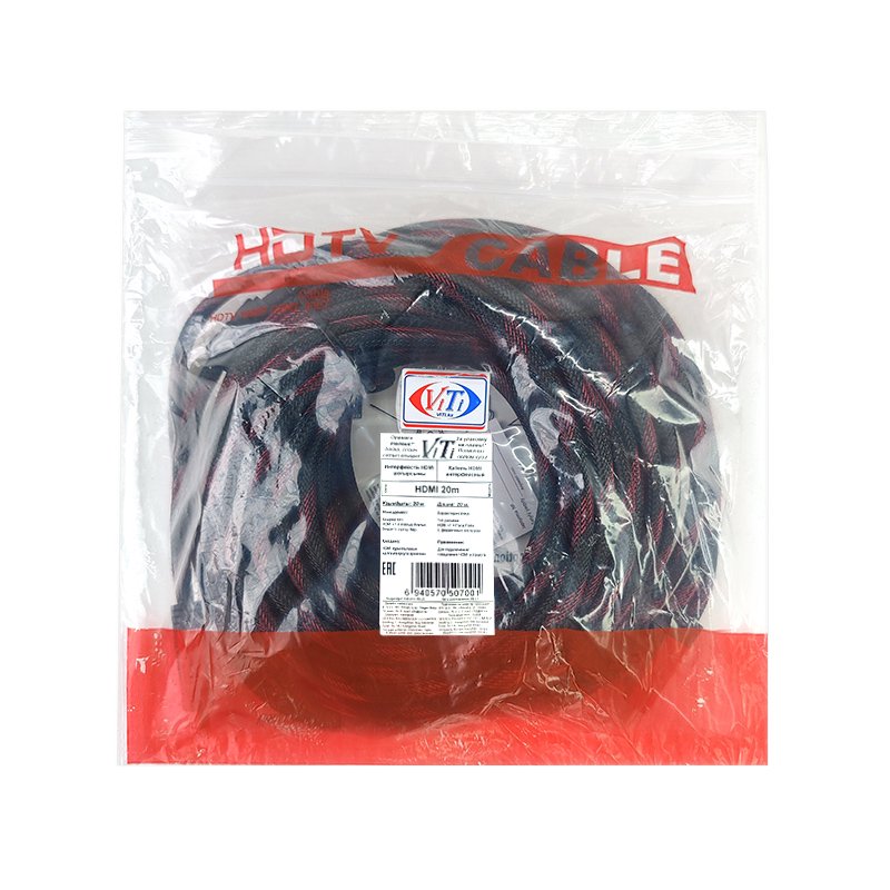 Кабель ViTi HDMI 20м черно-красный купить,13847