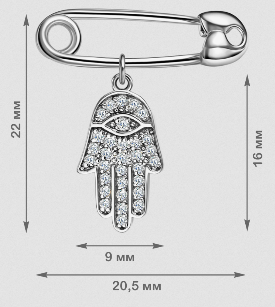Булавка «Ладонь Хамса» Veronika Jewelry Бл630-2356ж серебро 1.17гр купить,NaN