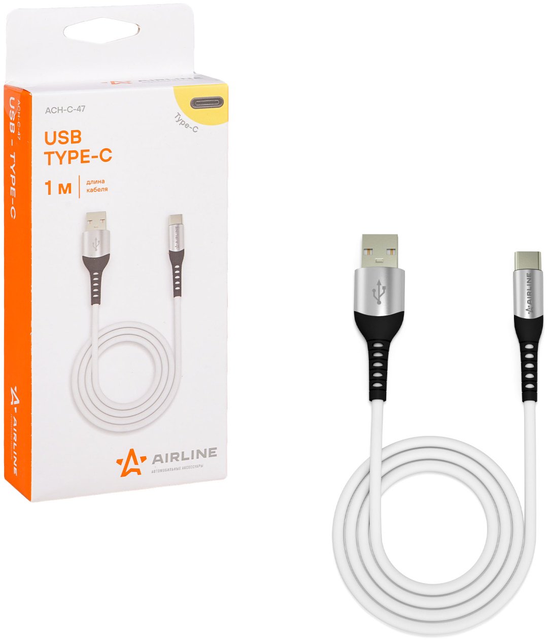 Кабель AIRLINE USB 2.0 (M), USB TypeC (M), 1 м, белый купить,NaN
