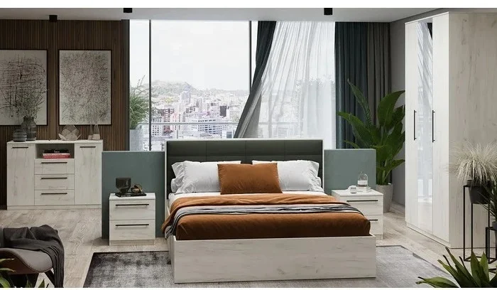 Кровать ТриЯ Агата с ПМ 160х200 см бело-серая купить,NaN