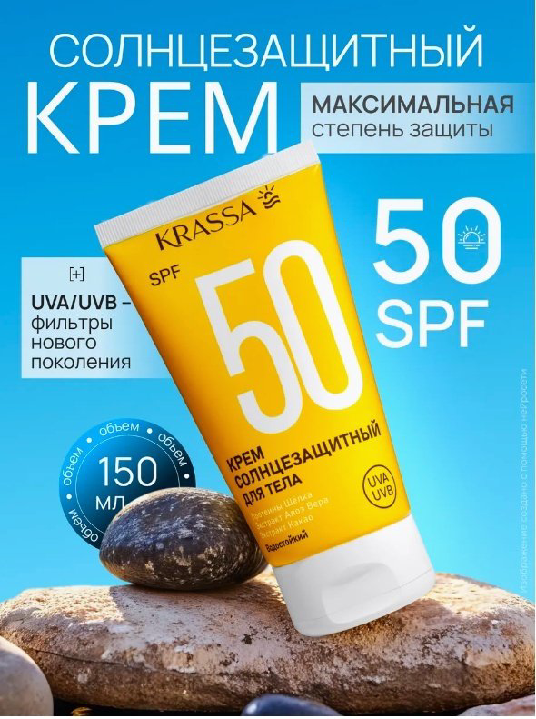 KRASSA крем защита от солнца SPF50 для лица, для зоны декольте 50 мл купить,NaN