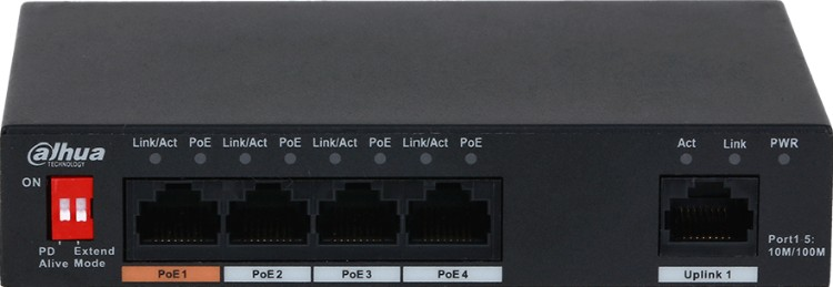Коммутатор Dahua DH-PFS3005-4ET-60 черный купить,0