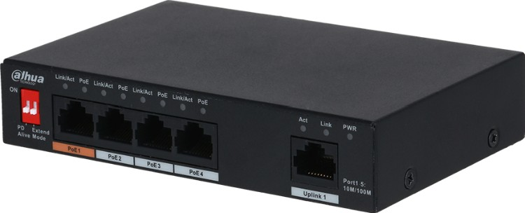 Коммутатор Dahua DH-PFS3005-4ET-60 черный