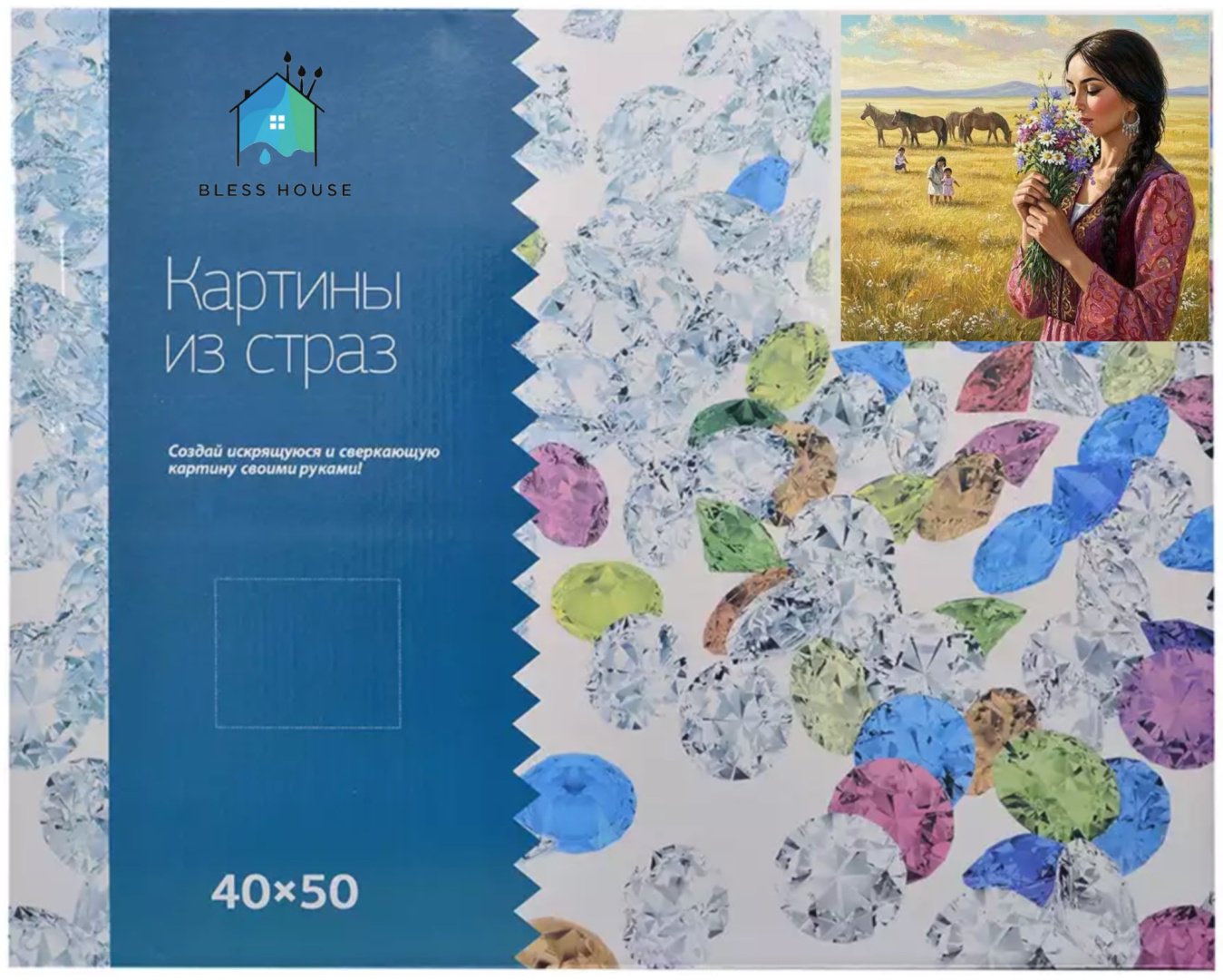 BLESS HOUSE Алмазная мозайка Покой степного простора, 50*40