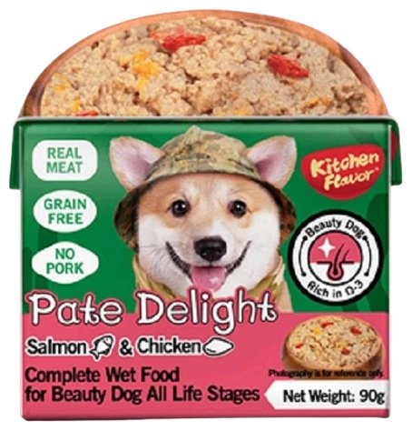 Корм Kitchen Flavor Pate Delight паштет лосось, курица для всех пород 90 г 1 шт