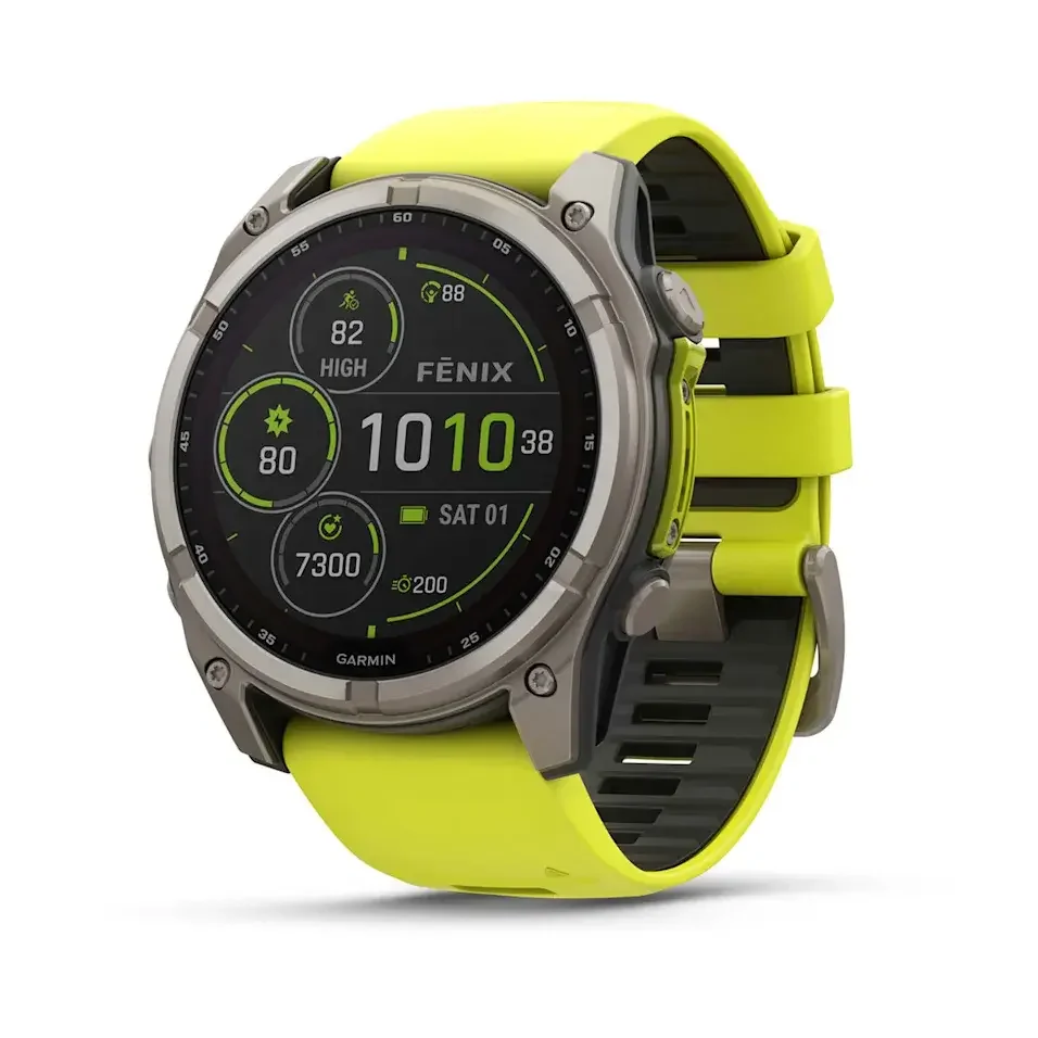 Смарт часы Garmin Fenix 8 010-02907-21 51mm Sapphire Solar Titanium with Amp Yellow Silicone Band