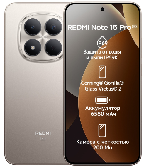 Смартфон Xiaomi Redmi Note 15 Pro 5G NFC 8/512GB Titanium + подарок купить,NaN