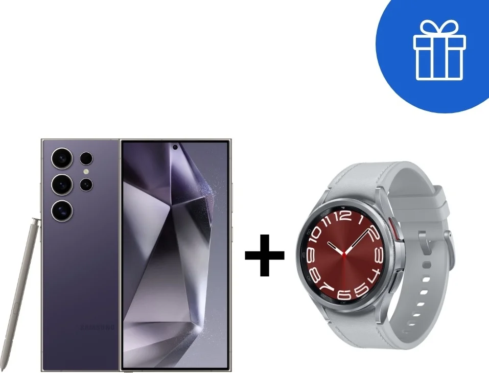 Смартфон Samsung Galaxy S24 Ultra 5G 12/512Gb Titanium Violet + Подарок Cмарт-часы Samsung Galaxy Watch6 Classic 43 мм Silver