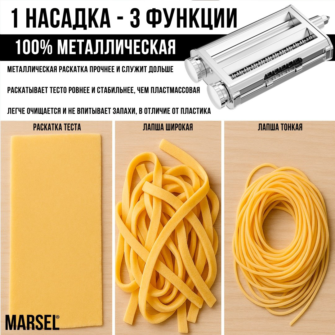 Кухонный комбайн MARSEL SMART CHEF серый (Комбайн+тестораскатка/лапшерезка) купить,NaN