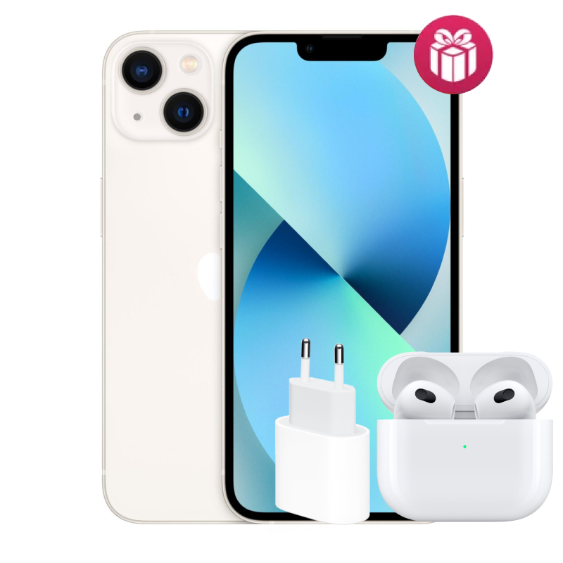 Смартфон Apple iPhone 13 128GB Starlight + акция Airpods 3 и адаптер 20W 