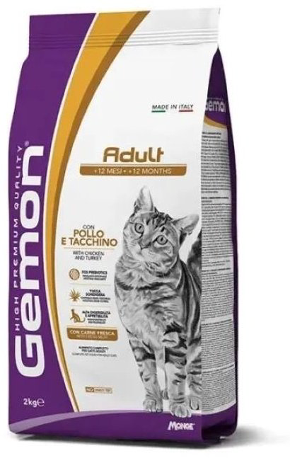 Корм Gemon Adult для взрослых курица, индейка 2 кг купить,NaN