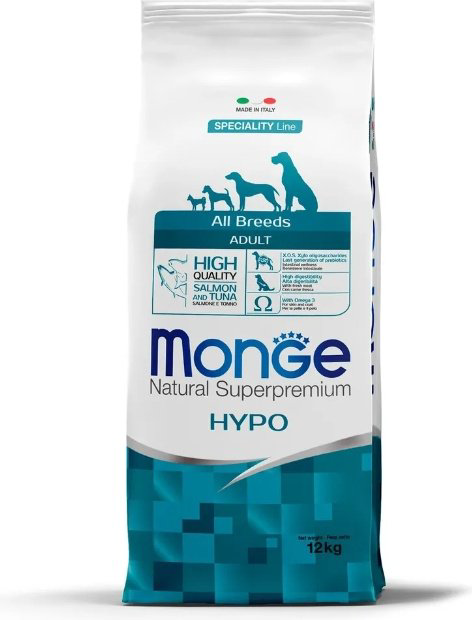 Корм Monge Hypo Лосось и тунец для взрослых всех пород 12 кг купить,59399