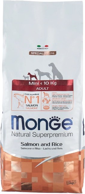 Корм Monge Mini Adult Salmon&amp;Rice Лосось с рисом для взрослых мелких пород 7.5 кг купить,NaN