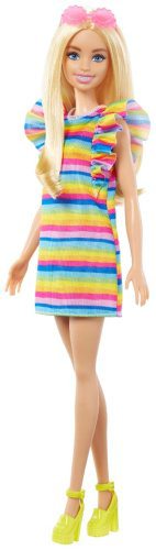 Кукла-модель Barbie Fashionistas. Барби в радужном платье (с брекетами) HPF730, 29 см купить,NaN