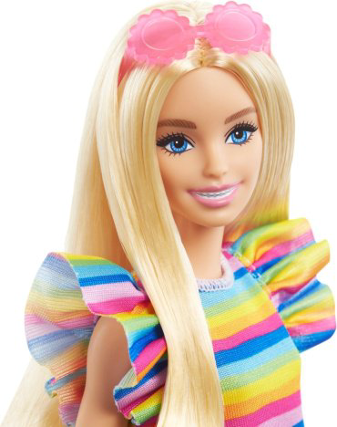 Кукла-модель Barbie Fashionistas. Барби в радужном платье (с брекетами) HPF730, 29 см купить,NaN