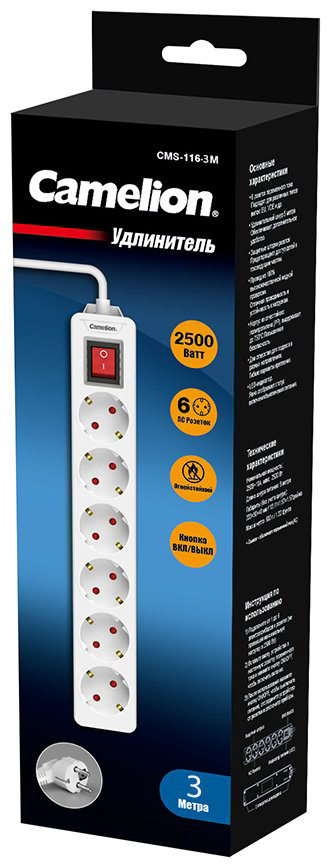 Удлинитель Camelion CMS-116-3M 3 м купить,3700