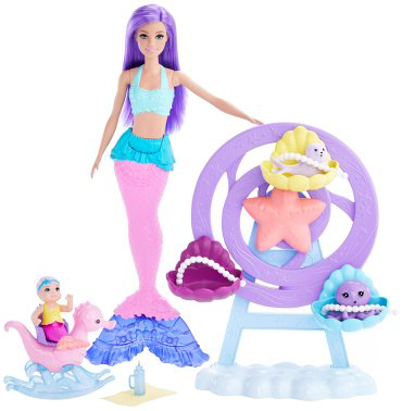 Кукла-модель BARBIE Dreamtopia Русалка с малышом HLC300, 29 см